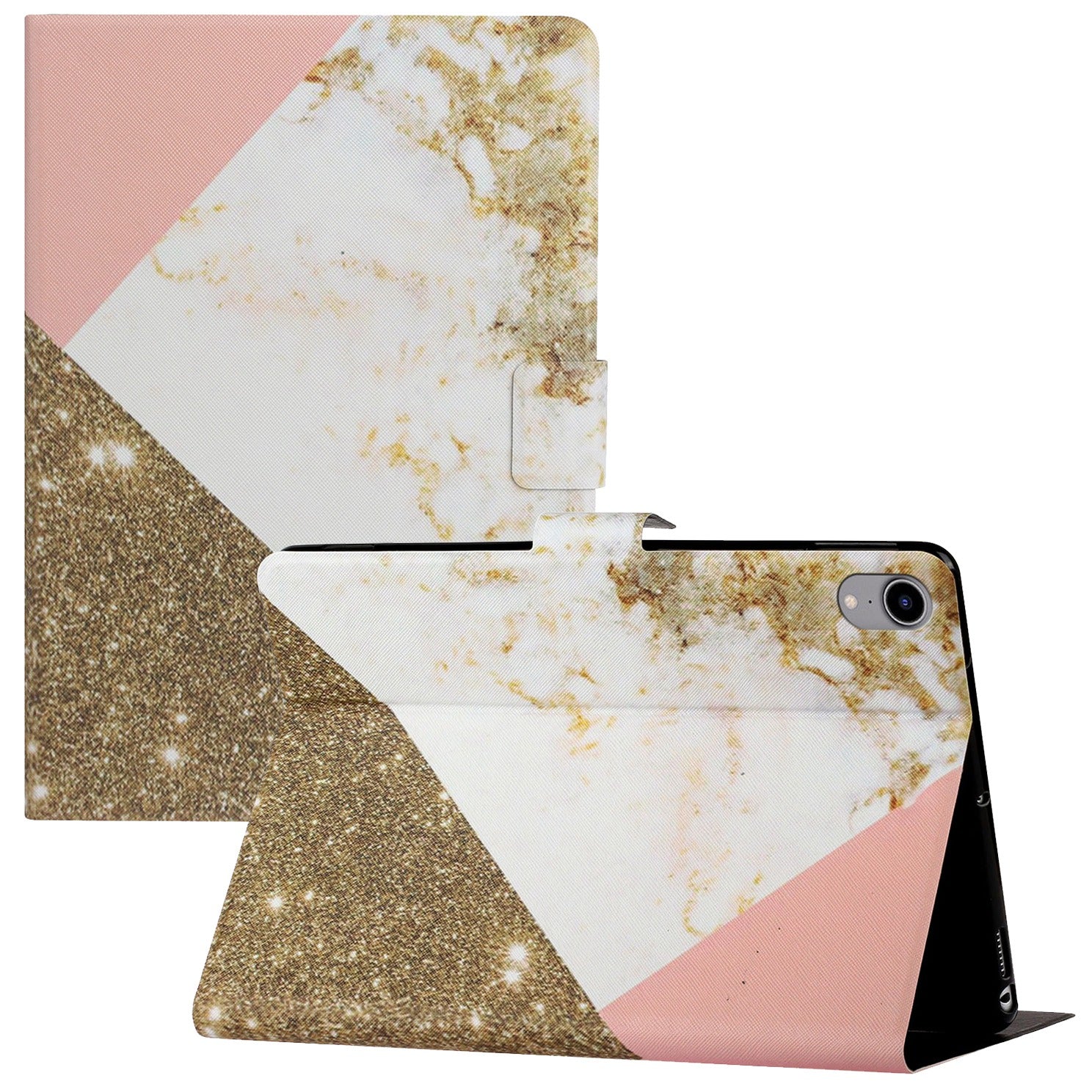 For iPad 10.9 (2022) Pattern Printing PU Leather Tablet Case Card Holder Stand Cover with Auto Wake / Sleep Function