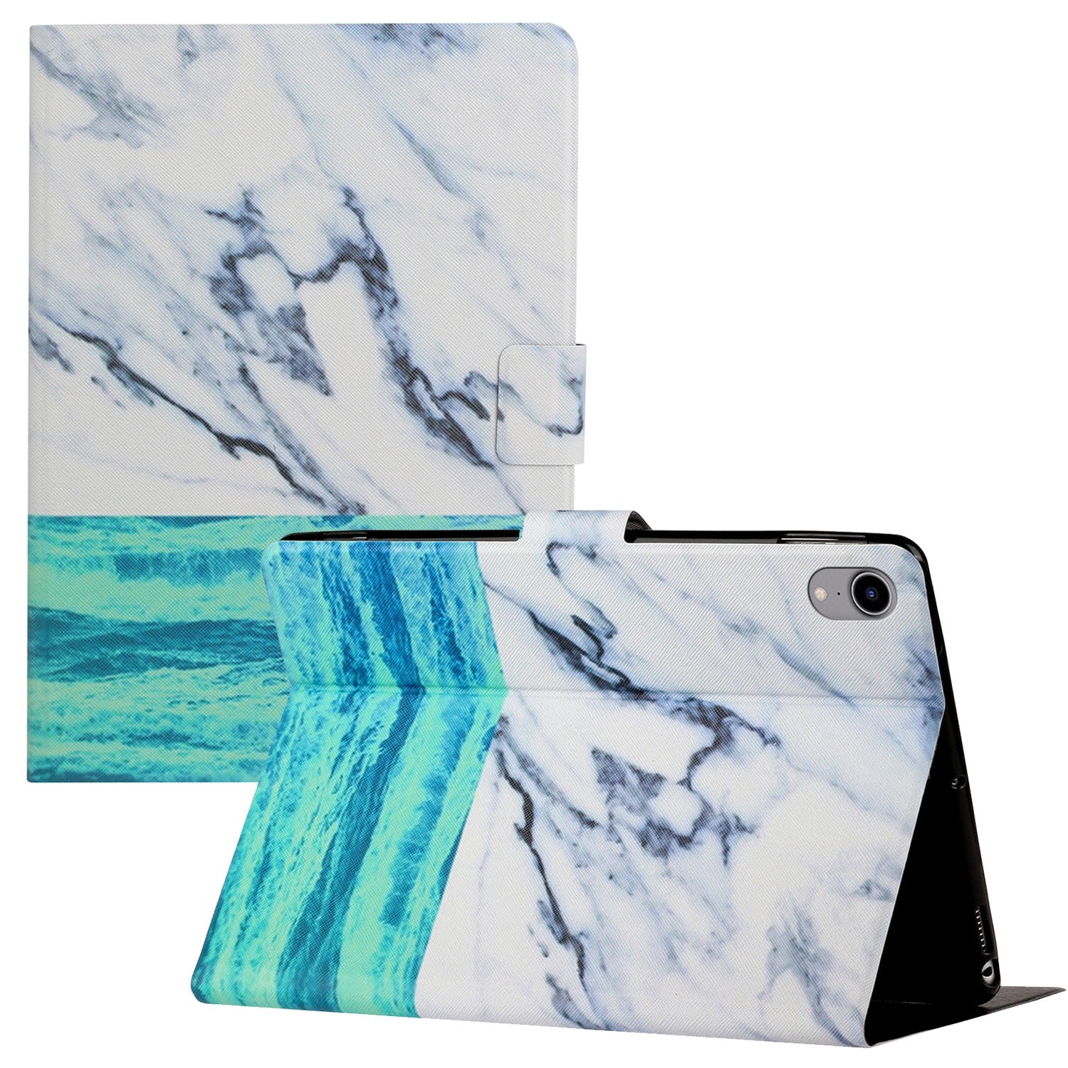 For iPad 10.9 (2022) Pattern Printing PU Leather Tablet Case Card Holder Stand Cover with Auto Wake / Sleep Function