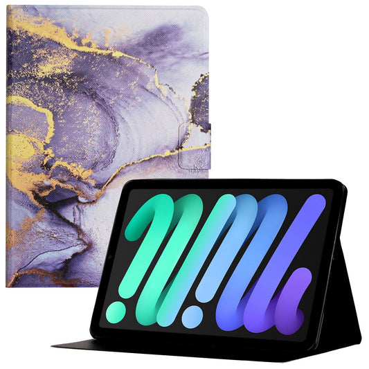 For iPad 10.9 (2022) Marble Pattern Printing Stand Tablet Cover Auto Wake / Sleep PU Leather Full Protection Card Holder Case