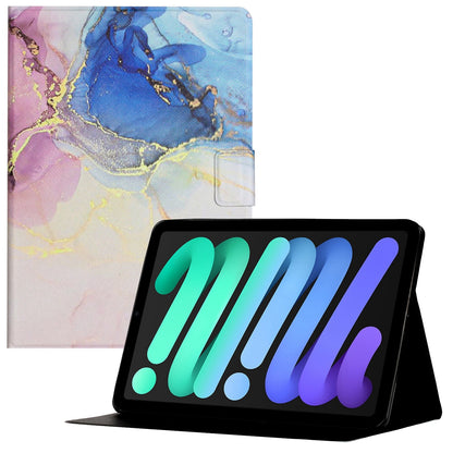 For iPad 10.9 (2022) Marble Pattern Printing Stand Tablet Cover Auto Wake / Sleep PU Leather Full Protection Card Holder Case