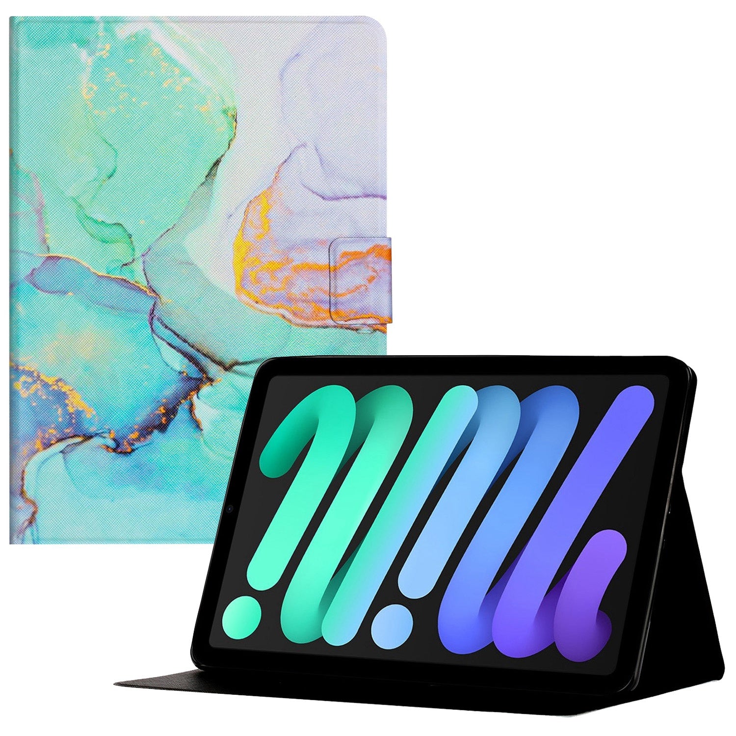 For iPad 10.9 (2022) Marble Pattern Printing Stand Tablet Cover Auto Wake / Sleep PU Leather Full Protection Card Holder Case