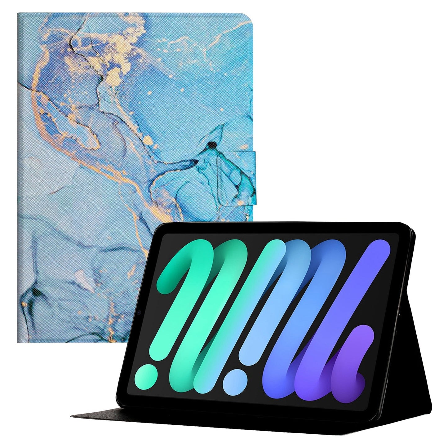 For iPad 10.9 (2022) Marble Pattern Printing Stand Tablet Cover Auto Wake / Sleep PU Leather Full Protection Card Holder Case