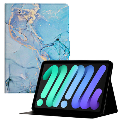 For iPad 10.9 (2022) Marble Pattern Printing Stand Tablet Cover Auto Wake / Sleep PU Leather Full Protection Card Holder Case