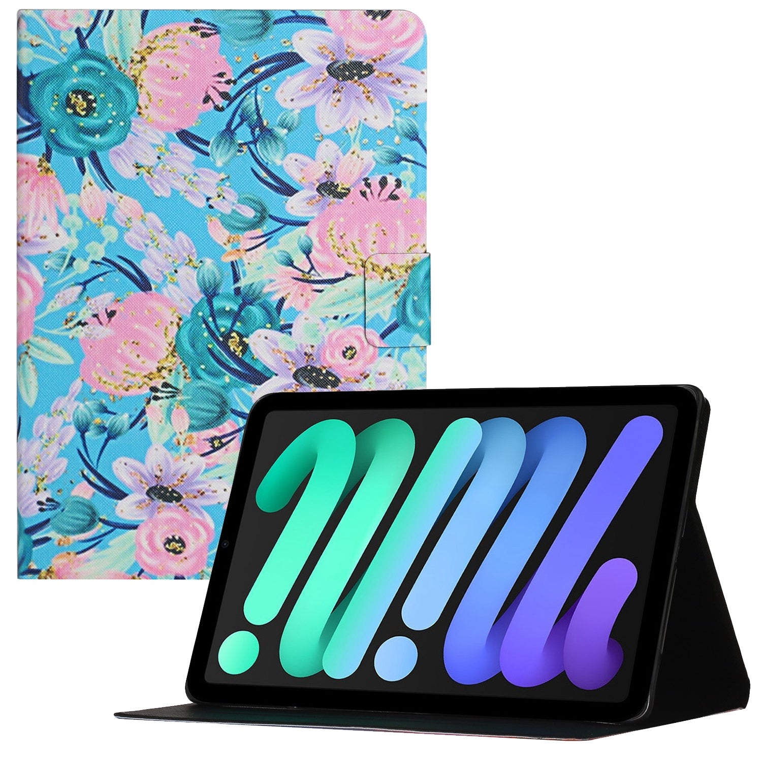 For iPad 10.9 (2022) Stand Card Holder Pattern Printing Tablet Cover PU Leather Auto Wake / Sleep Anti-drop Case