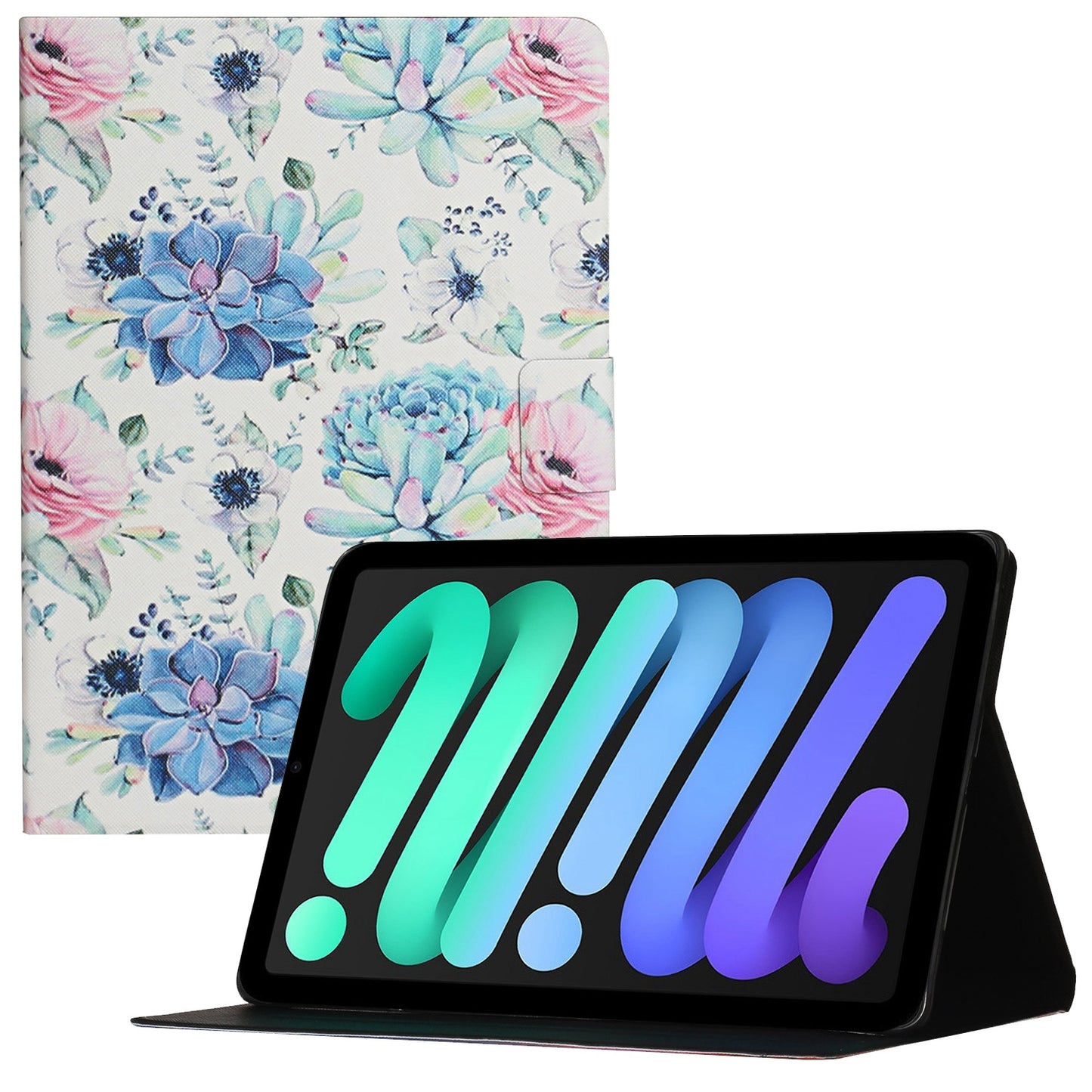 For iPad 10.9 (2022) Stand Card Holder Pattern Printing Tablet Cover PU Leather Auto Wake / Sleep Anti-drop Case
