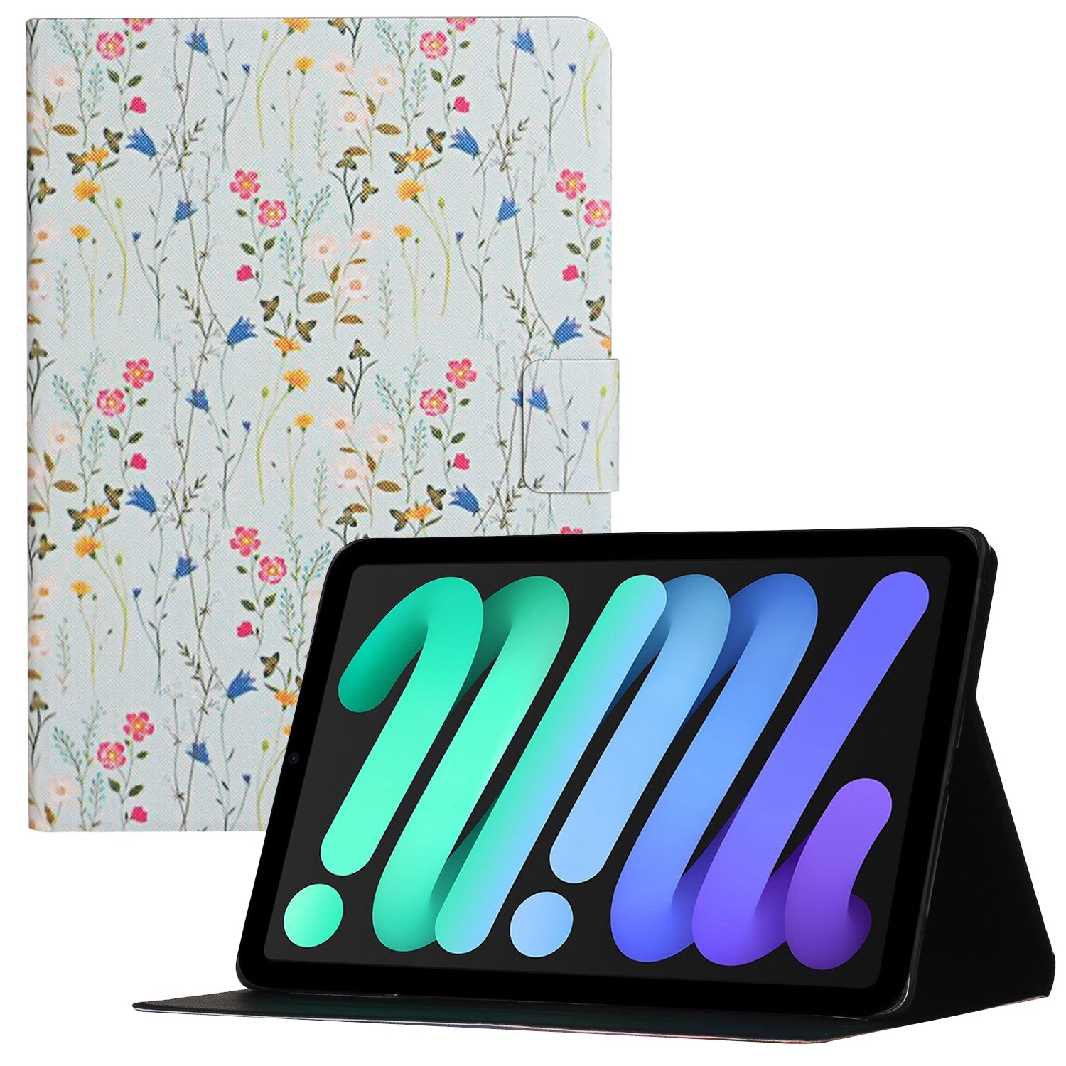 For iPad 10.9 (2022) Stand Card Holder Pattern Printing Tablet Cover PU Leather Auto Wake / Sleep Anti-drop Case