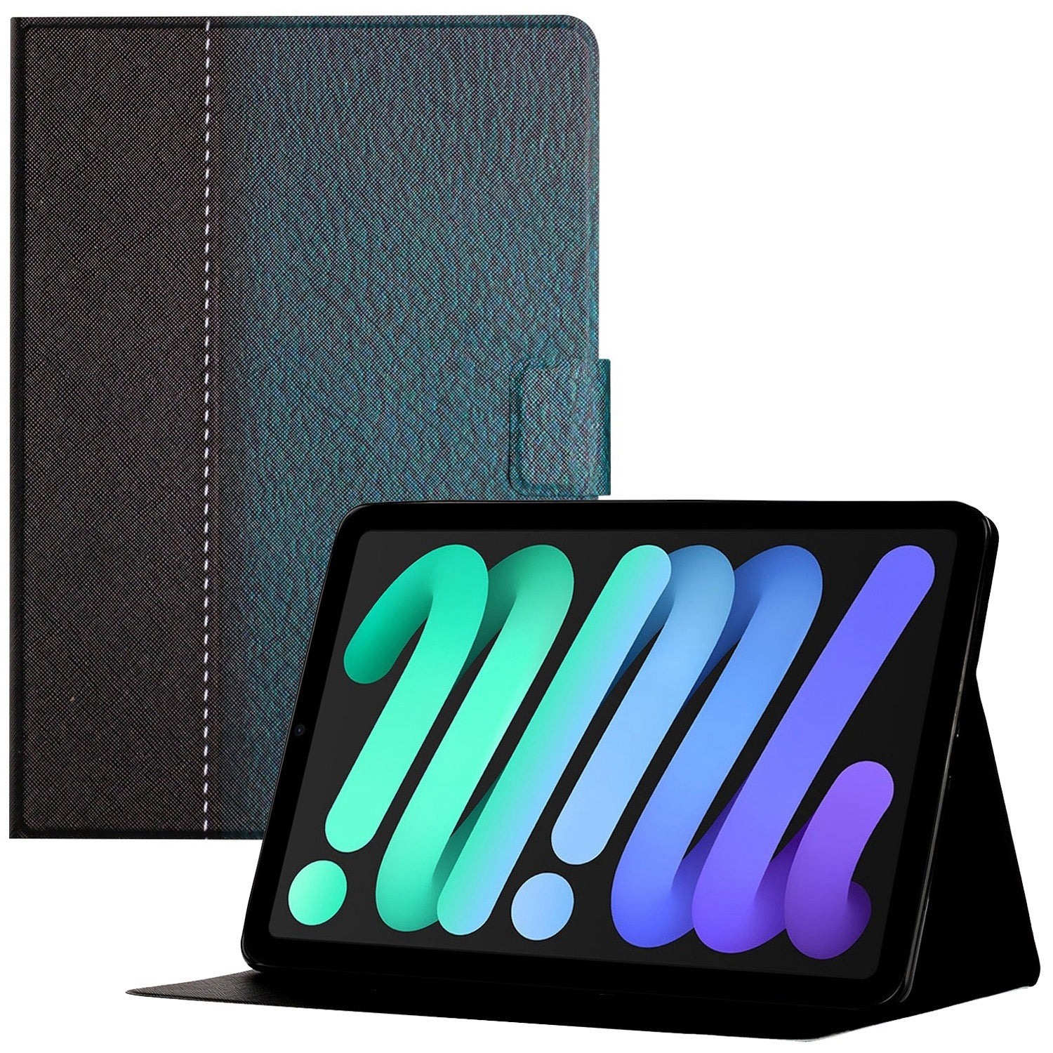 For iPad 10.9 (2022) / iPad 10th Gen PU Leather Bi-color Splicing Tablet Case Folding Stand Cover Auto Wake / Sleep Smart Case with Card Holder