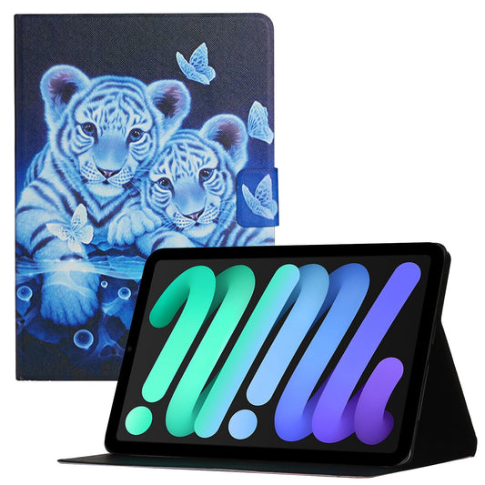 For iPad 10.9 (2022) Pattern Printing PU Leather Full Protection Tablet Case Card Holder Stand Anti-scratch Cover with Auto Wake  /  Sleep Function