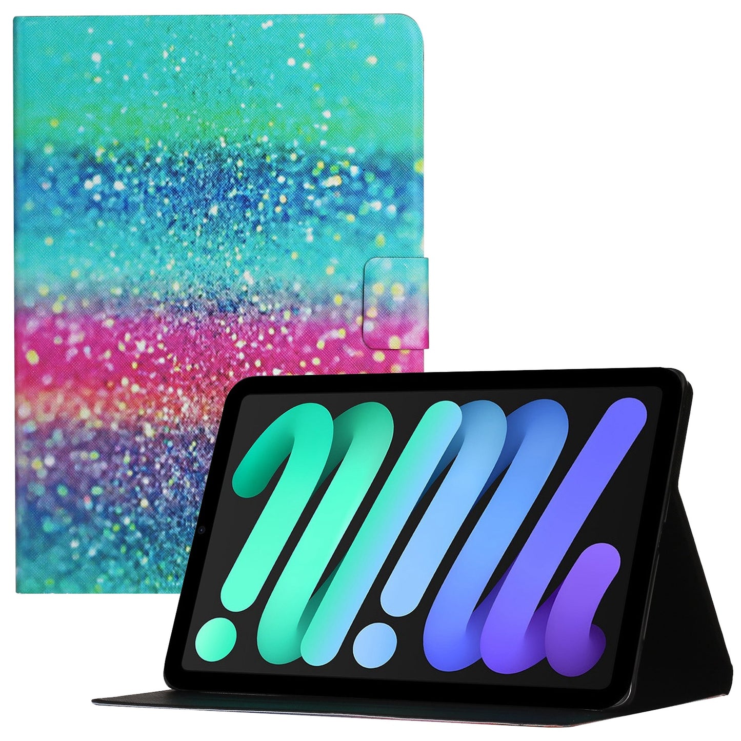 For iPad 10.9 (2022) Pattern Printing PU Leather Full Protection Tablet Case Card Holder Stand Anti-scratch Cover with Auto Wake  /  Sleep Function