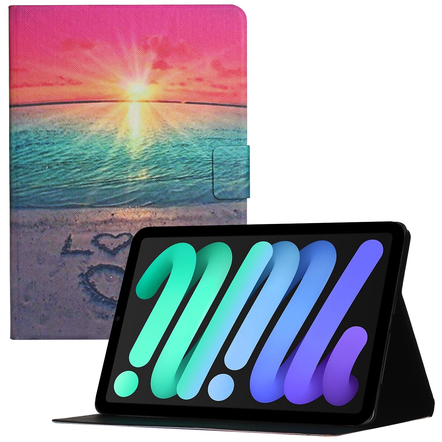 For iPad 10.9 (2022) Pattern Printing PU Leather Full Protection Tablet Case Card Holder Stand Anti-scratch Cover with Auto Wake  /  Sleep Function