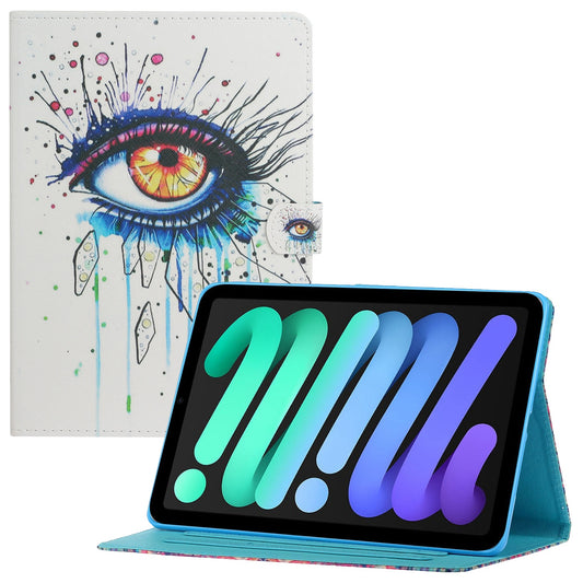 For iPad 10.9 (2022) Pattern Printing Full Protection Stitching Line PU Leather Tablet Case Adjustable Stand Cover with Card Slots