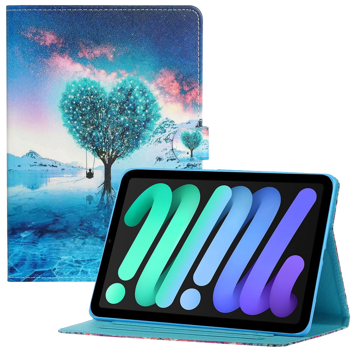 For iPad 10.9 (2022) Pattern Printing Full Protection Stitching Line PU Leather Tablet Case Adjustable Stand Cover with Card Slots