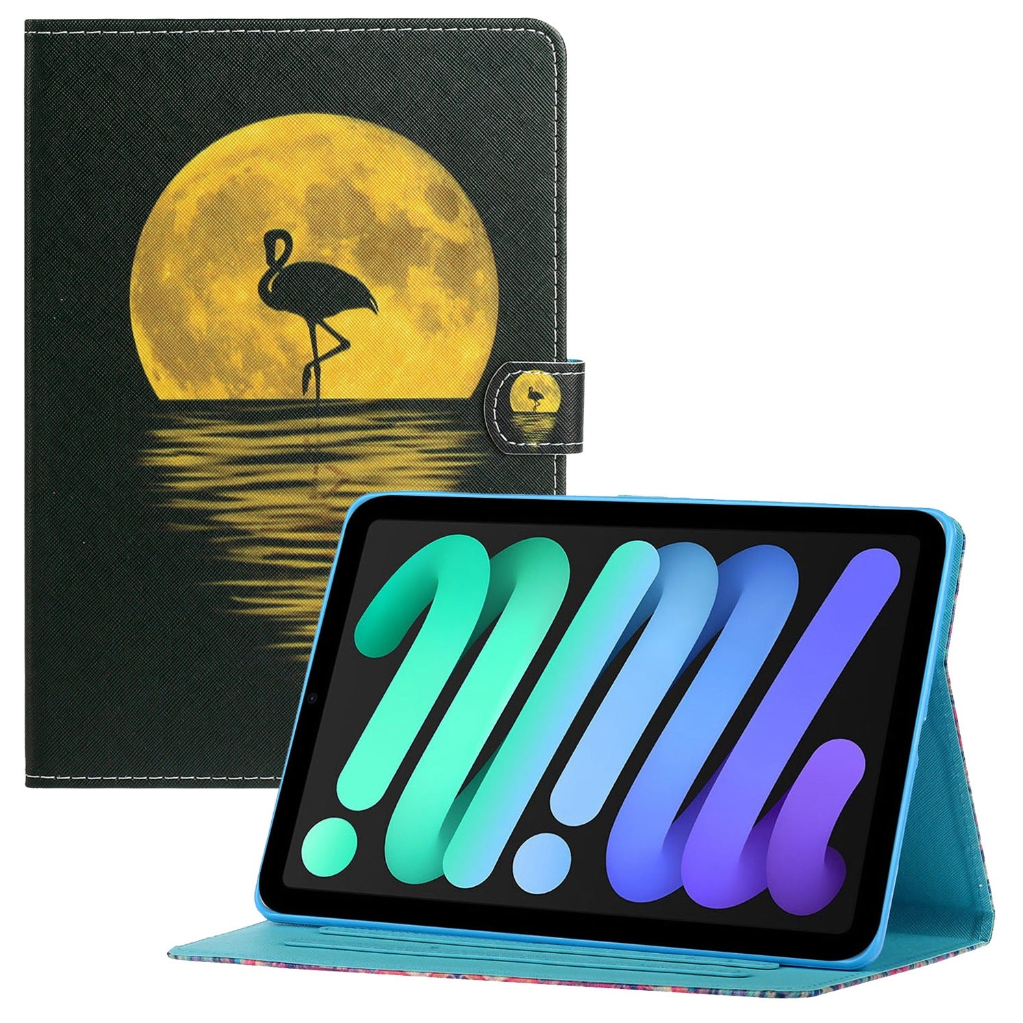 For iPad 10.9 (2022) Pattern Printing Full Protection Stitching Line PU Leather Tablet Case Adjustable Stand Cover with Card Slots