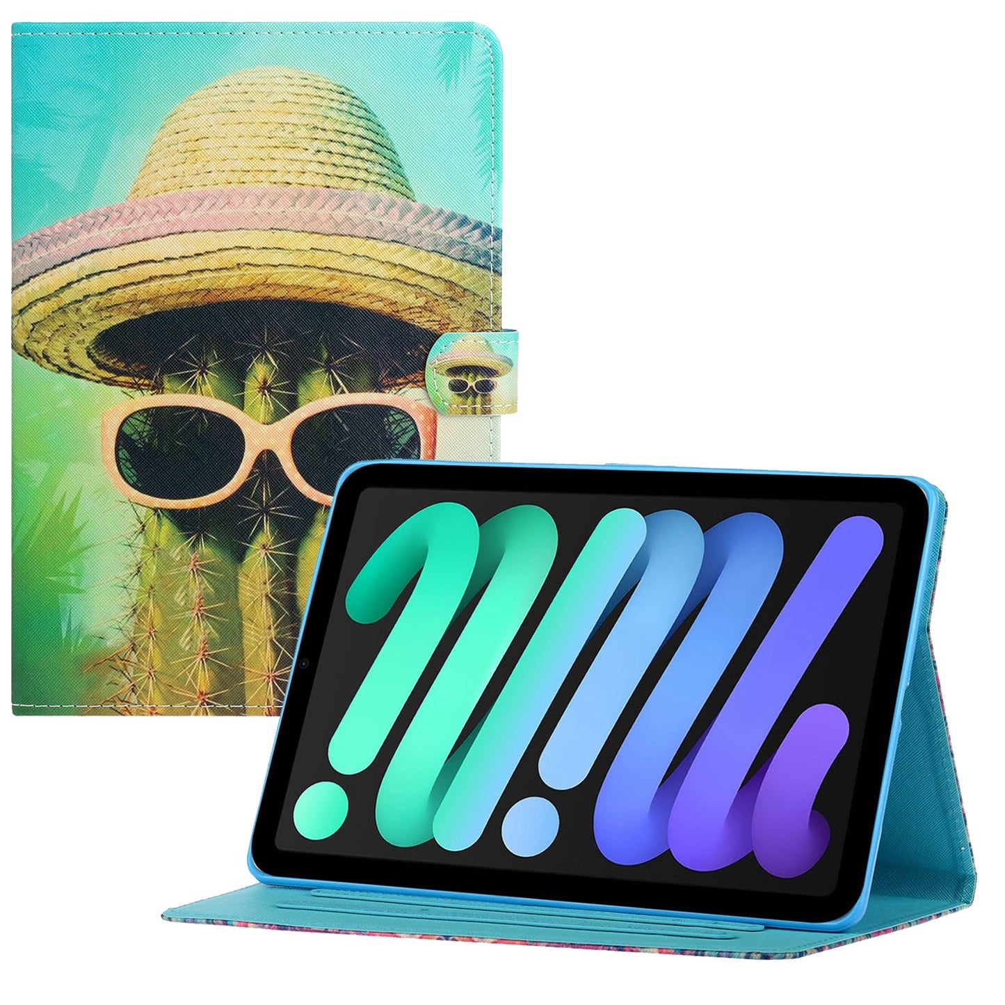 For iPad 10.9 (2022) Pattern Printing Full Protection Stitching Line PU Leather Tablet Case Adjustable Stand Cover with Card Slots