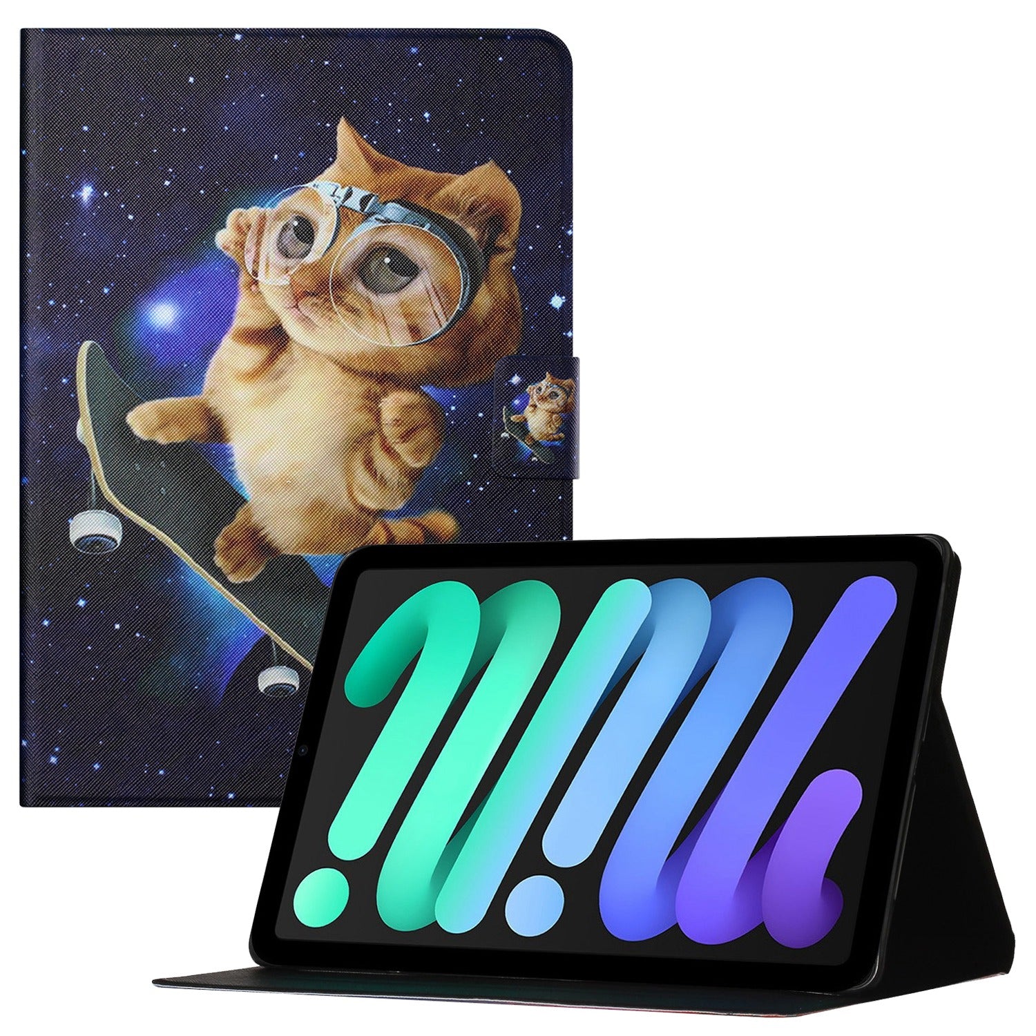 For iPad 10.9 (2022) Pattern Printing Shockproof PU Leather Tablet Case Card Holder Stand Protective Cover with Auto Wake  /  Sleep Function