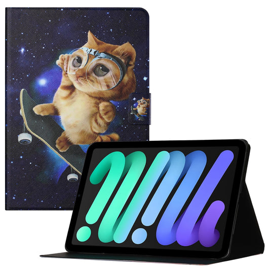 For iPad 10.9 (2022) Pattern Printing Shockproof PU Leather Tablet Case Card Holder Stand Protective Cover with Auto Wake  /  Sleep Function