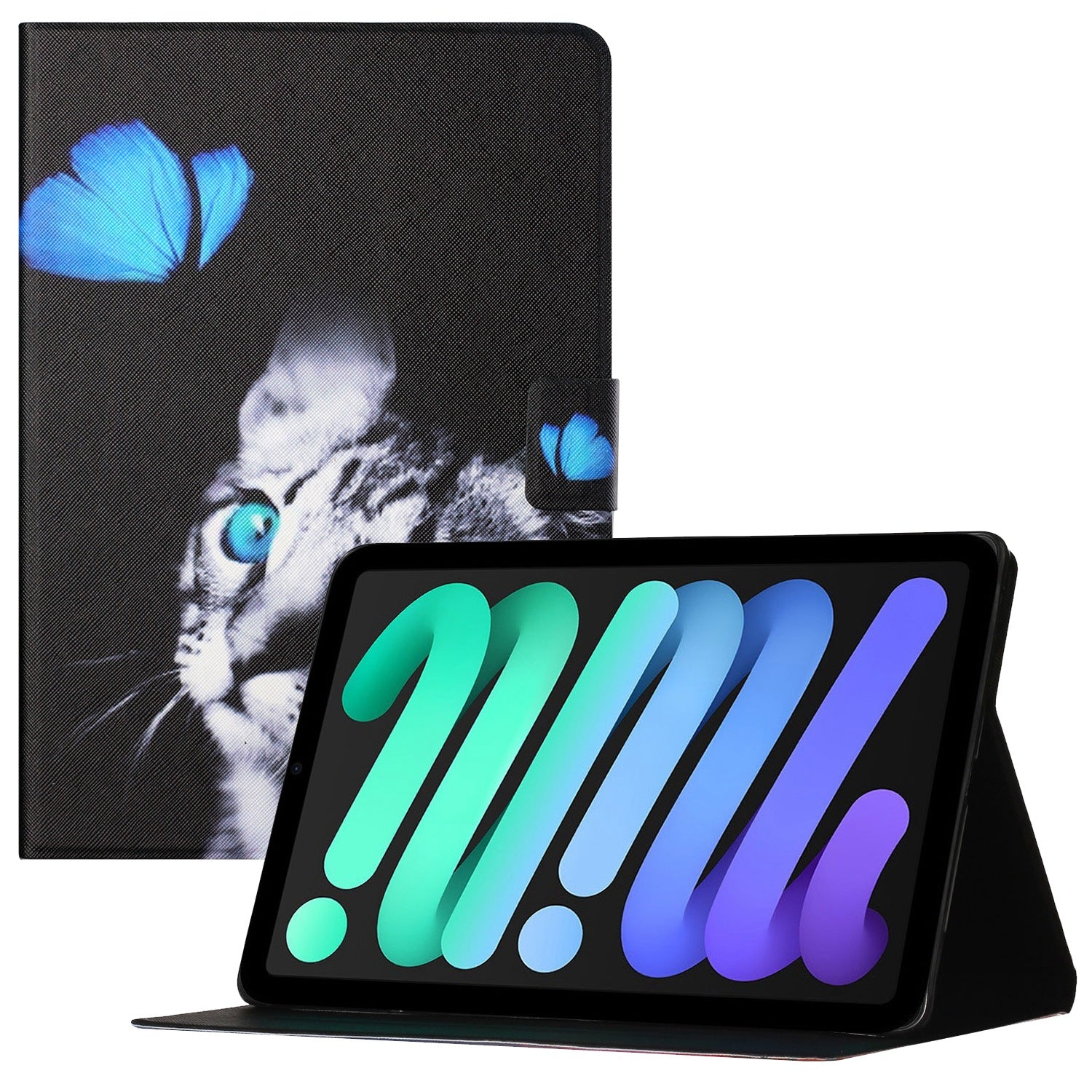 For iPad 10.9 (2022) Pattern Printing Shockproof PU Leather Tablet Case Card Holder Stand Protective Cover with Auto Wake  /  Sleep Function