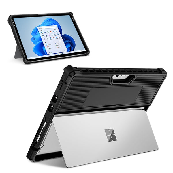 Shockproof Case for Microsoft Surface Pro 9 Hard PC Soft TPU Laptop Case Anti-Scratch Stripe Pattern Protective Cover