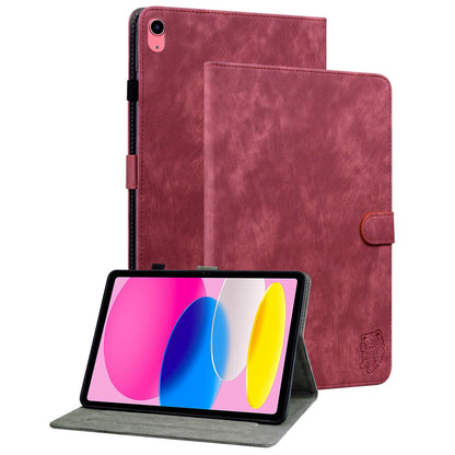 For iPad 10.9 (2022) / iPad 10th Gen PU Leather Shockproof Adjustable Stand Case Imprinted Cute Tiger Pattern Auto Sleep / Wake Flip Tablet Cover with Card Holder