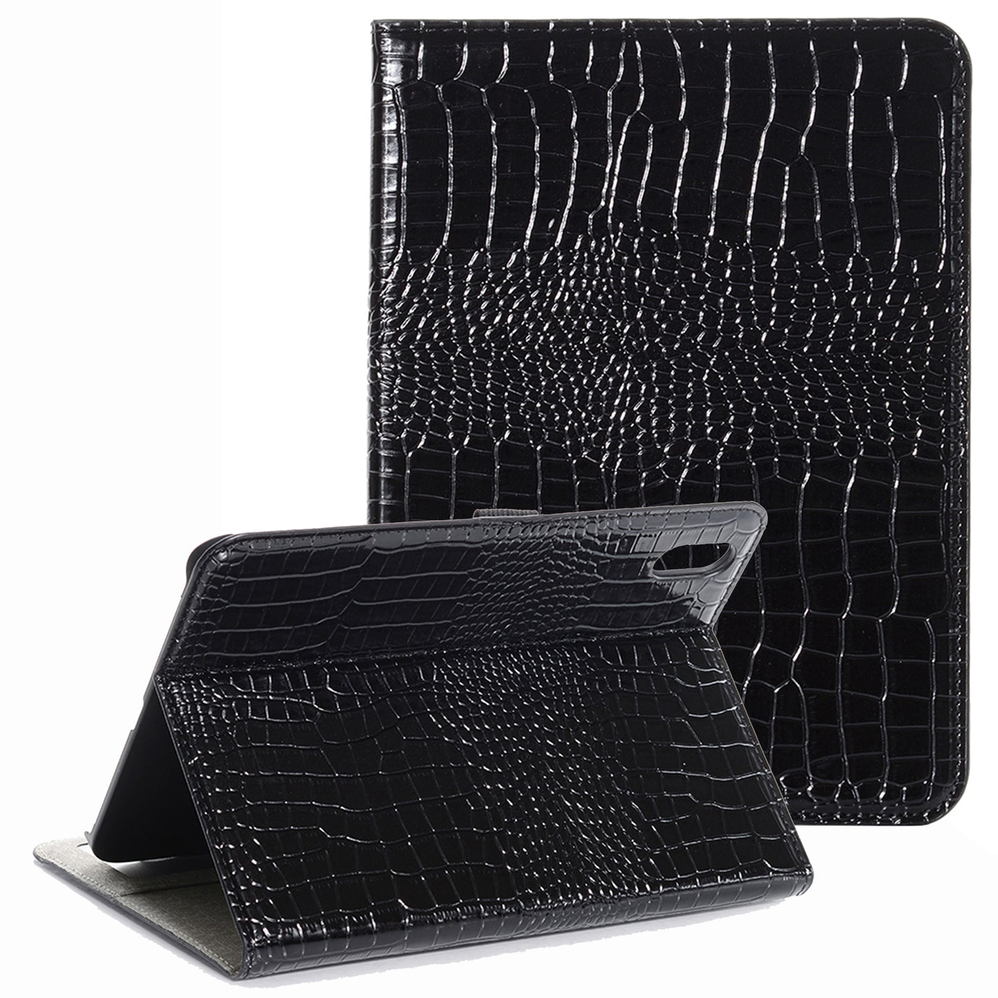 For iPad 10.9 (2022) PU Leather + PC Case Adjustable Stand Wallet Crocodile Anti-scratch Tablet Cover