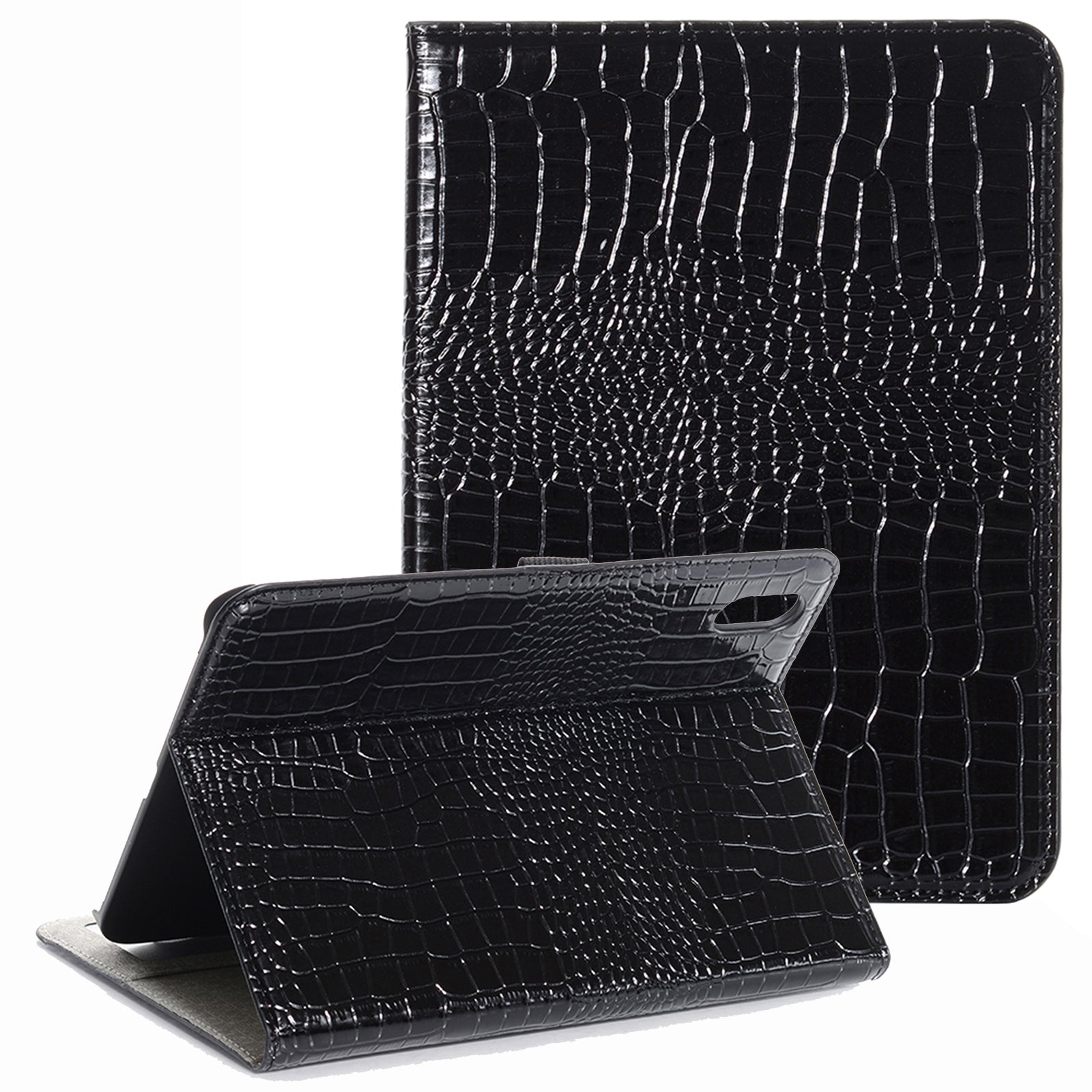 For iPad 10.9 (2022) PU Leather + PC Case Adjustable Stand Wallet Crocodile Anti-scratch Tablet Cover