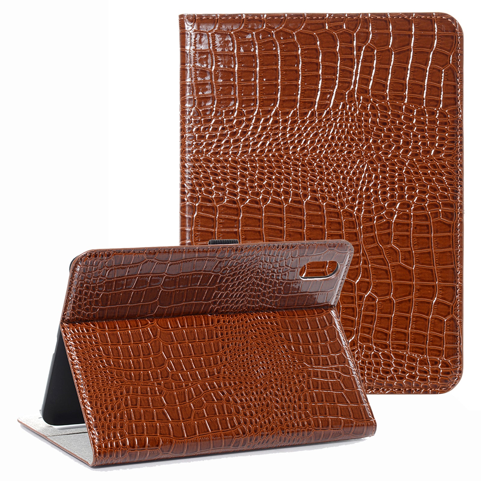 For iPad 10.9 (2022) PU Leather + PC Case Adjustable Stand Wallet Crocodile Anti-scratch Tablet Cover