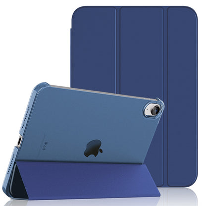 For iPad 10.9 (2022) PU Leather Transparent Matte Hard PC Tablet Case Tri-fold Stand Cover Support Auto Wake  /  Sleep