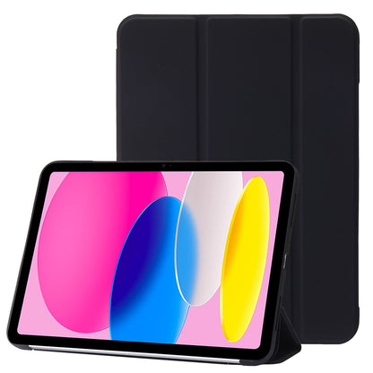For iPad 10.9 (2022) Three-fold Stand PU Leather + Silicone Cover Tablet Anti-drop Shockproof Case