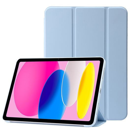 For iPad 10.9 (2022) Three-fold Stand PU Leather + Silicone Cover Tablet Anti-drop Shockproof Case