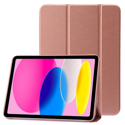 For iPad 10.9 (2022) Three-fold Stand PU Leather + Silicone Cover Tablet Anti-drop Shockproof Case