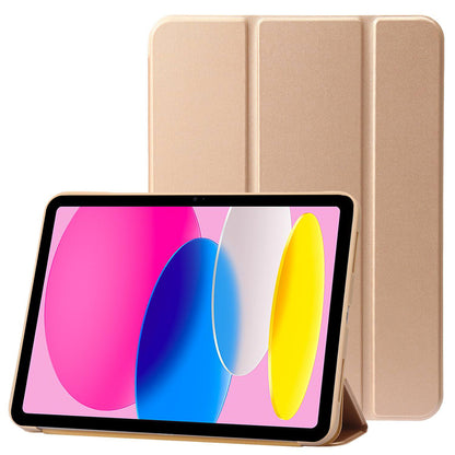 For iPad 10.9 (2022) Three-fold Stand PU Leather + Silicone Cover Tablet Anti-drop Shockproof Case