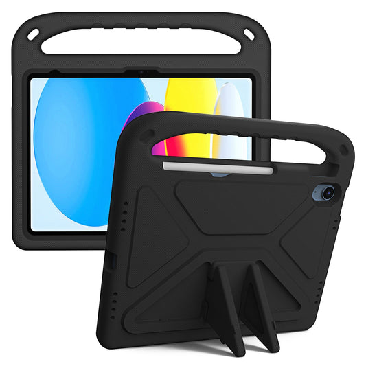 For iPad 10.9 (2022) Portable Hand Grip EVA Tablet Case Foldable Kickstand Shockproof Protective Cover