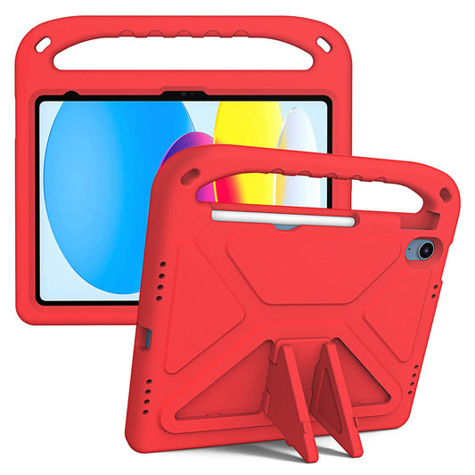 For iPad 10.9 (2022) Portable Hand Grip EVA Tablet Case Foldable Kickstand Shockproof Protective Cover