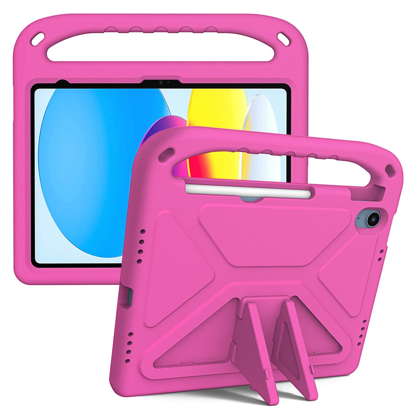 For iPad 10.9 (2022) Portable Hand Grip EVA Tablet Case Foldable Kickstand Shockproof Protective Cover