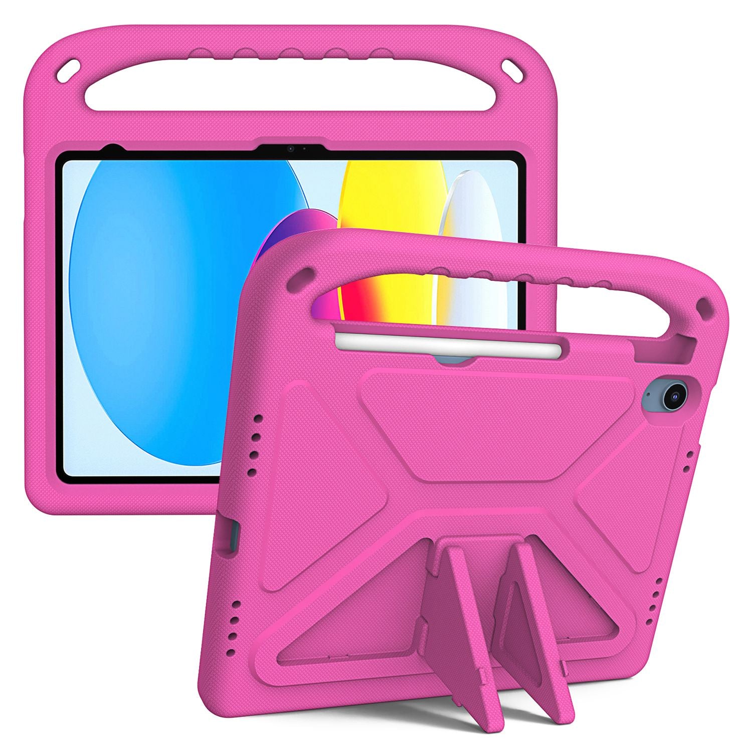 For iPad 10.9 (2022) Portable Hand Grip EVA Tablet Case Foldable Kickstand Shockproof Protective Cover
