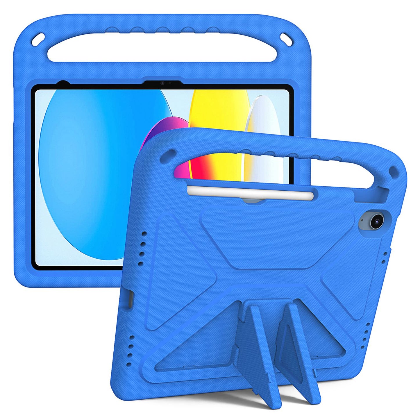 For iPad 10.9 (2022) Portable Hand Grip EVA Tablet Case Foldable Kickstand Shockproof Protective Cover