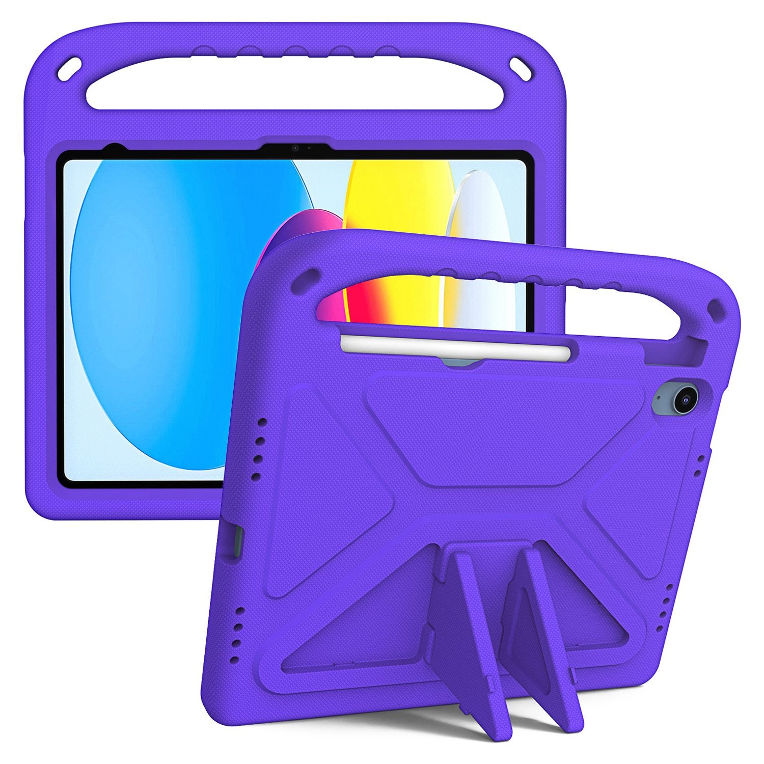 For iPad 10.9 (2022) Portable Hand Grip EVA Tablet Case Foldable Kickstand Shockproof Protective Cover