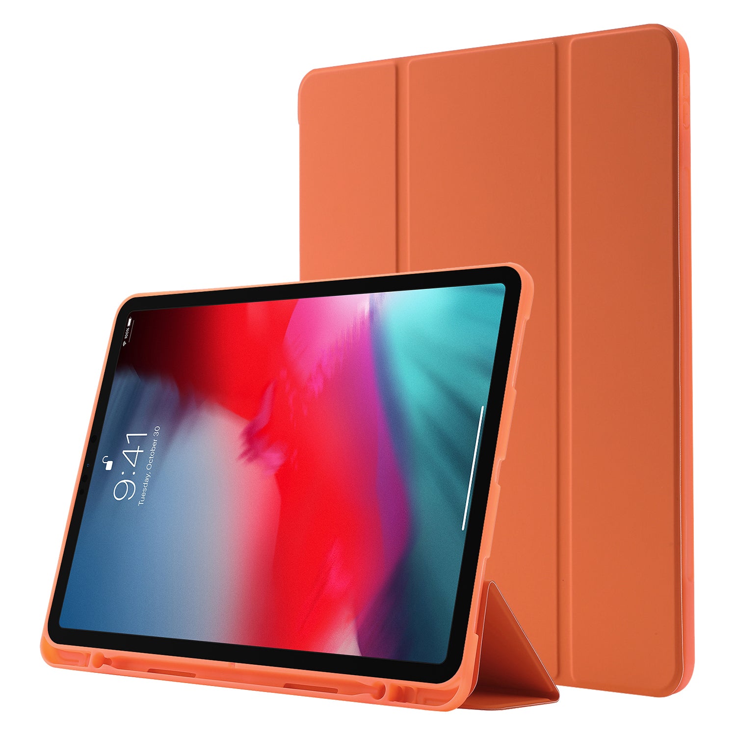 For iPad Pro 11 (2022) / (2021) / (2020) / (2018) Tri-fold Stand Skin-touch PU Leather Tablet Case Shockproof Auto Wake / Sleep Cover with Pen Slot