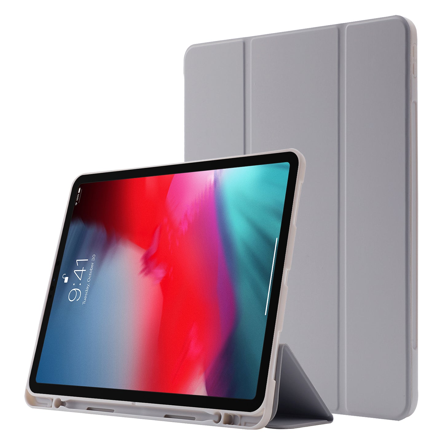 For iPad Pro 11 (2022) / (2021) / (2020) / (2018) Tri-fold Stand Skin-touch PU Leather Tablet Case Shockproof Auto Wake / Sleep Cover with Pen Slot