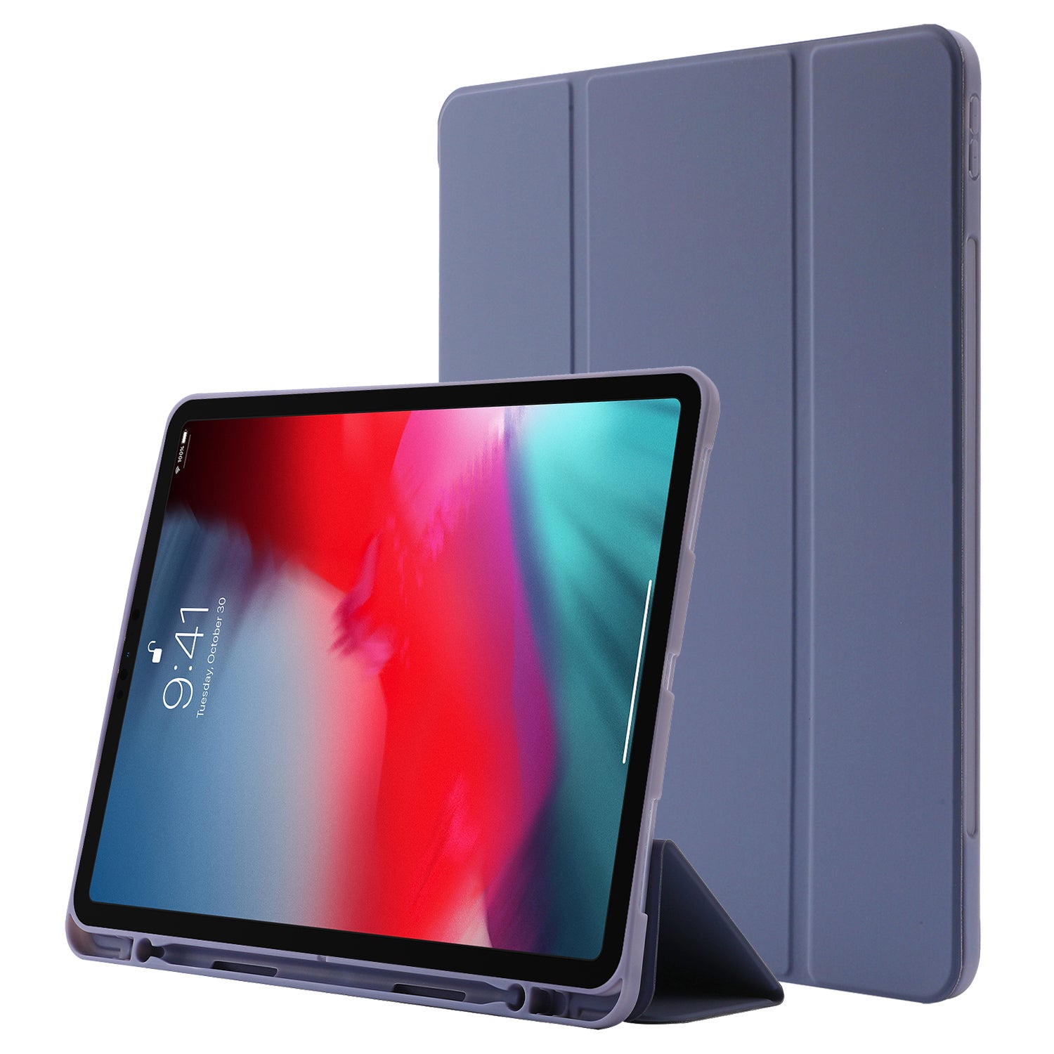 For iPad Pro 11 (2022) / (2021) / (2020) / (2018) Tri-fold Stand Skin-touch PU Leather Tablet Case Shockproof Auto Wake / Sleep Cover with Pen Slot
