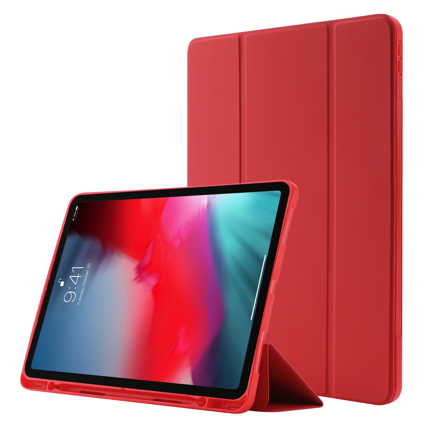 For iPad Pro 11 (2022) / (2021) / (2020) / (2018) Tri-fold Stand Skin-touch PU Leather Tablet Case Shockproof Auto Wake / Sleep Cover with Pen Slot