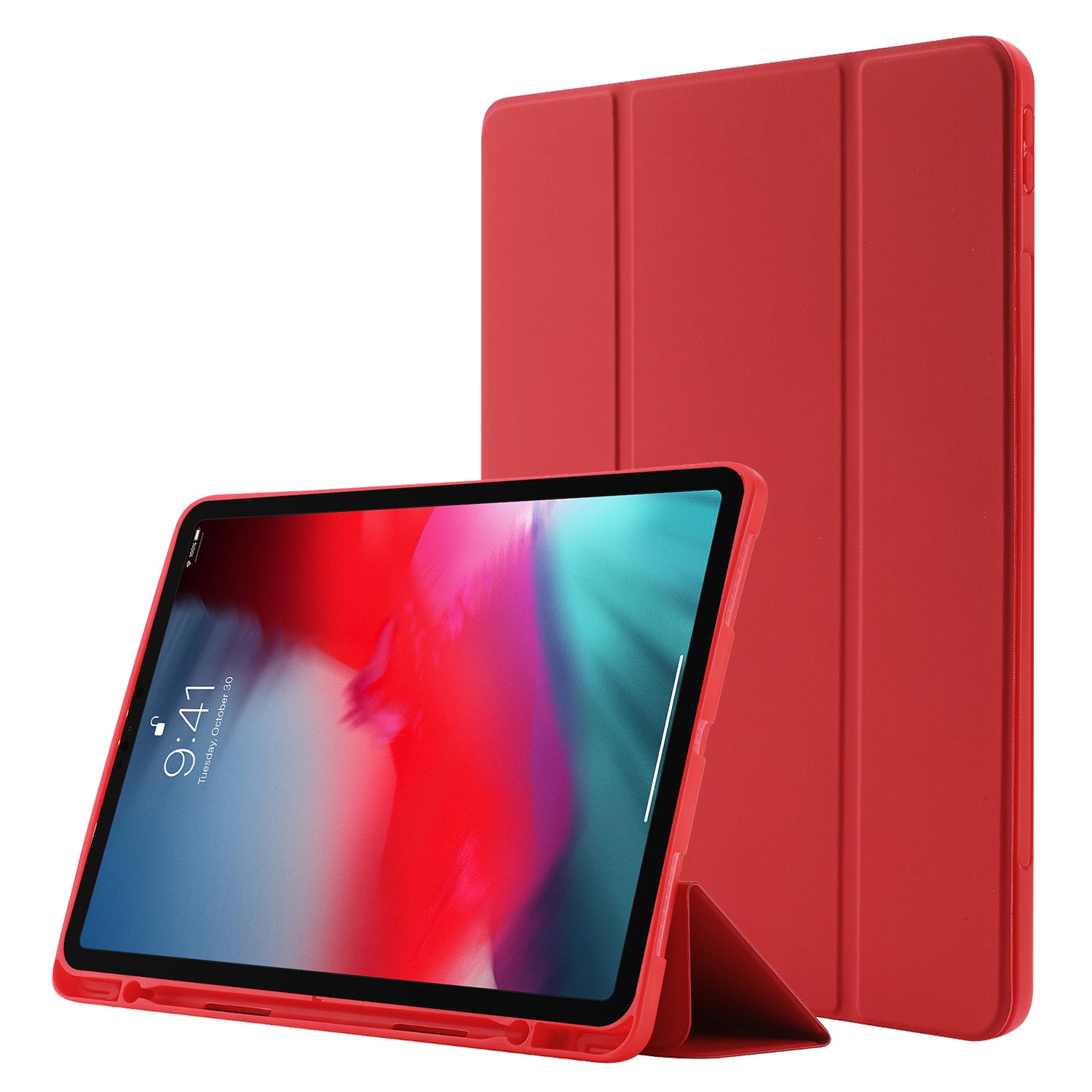 For iPad Pro 11 (2022) / (2021) / (2020) / (2018) Tri-fold Stand Skin-touch PU Leather Tablet Case Shockproof Auto Wake / Sleep Cover with Pen Slot