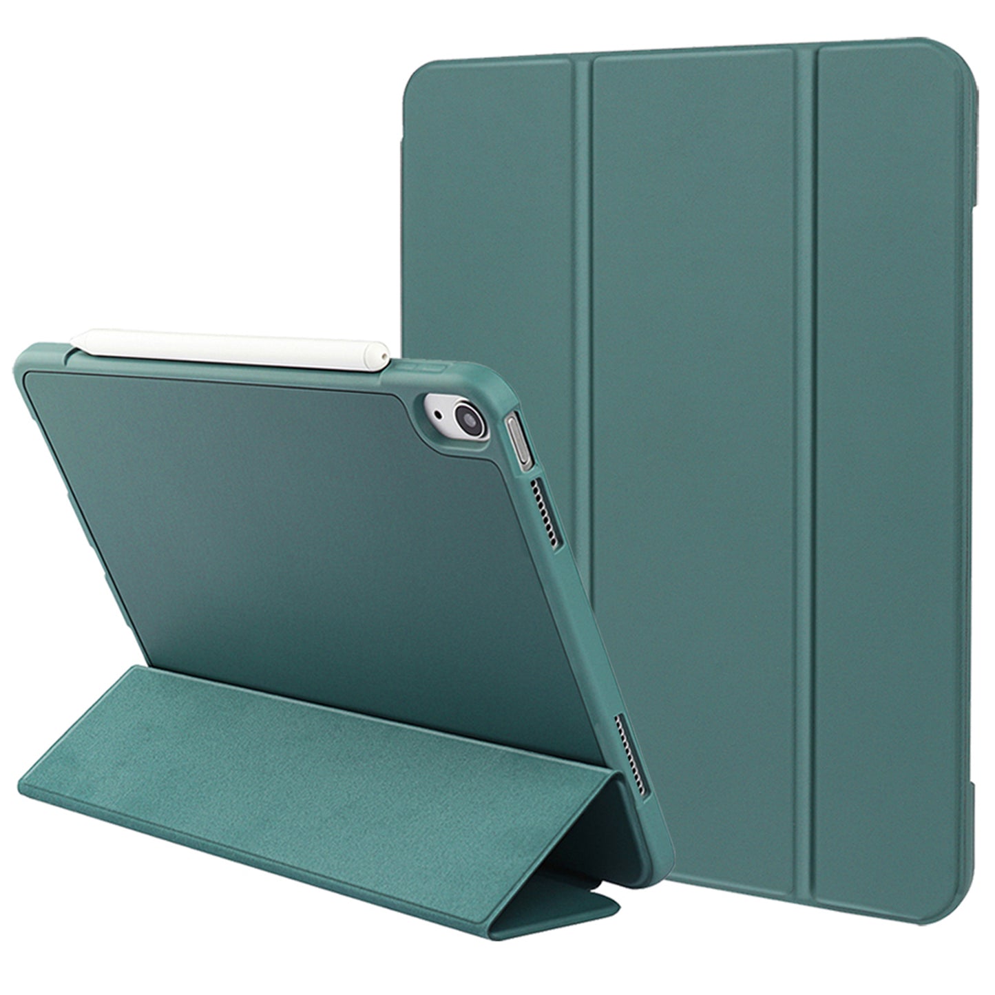 For iPad 10.9 (2022) Drop-proof Tri-fold Tablet Cover Stand Microfiber Leather + TPU + Silicone Tablet Case