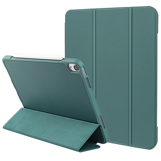For iPad 10.9 (2022) Drop-proof Tri-fold Tablet Cover Stand Microfiber Leather + TPU + Silicone Tablet Case