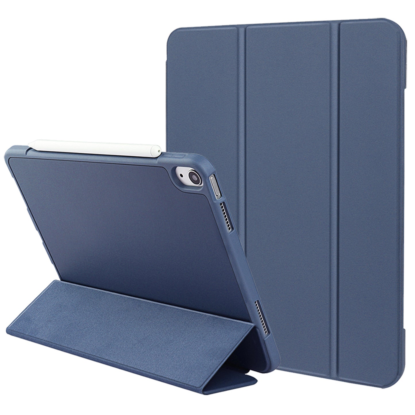 For iPad 10.9 (2022) Drop-proof Tri-fold Tablet Cover Stand Microfiber Leather + TPU + Silicone Tablet Case