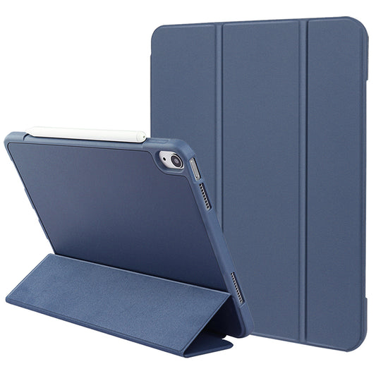 For iPad 10.9 (2022) Drop-proof Tri-fold Tablet Cover Stand Microfiber Leather + TPU + Silicone Tablet Case