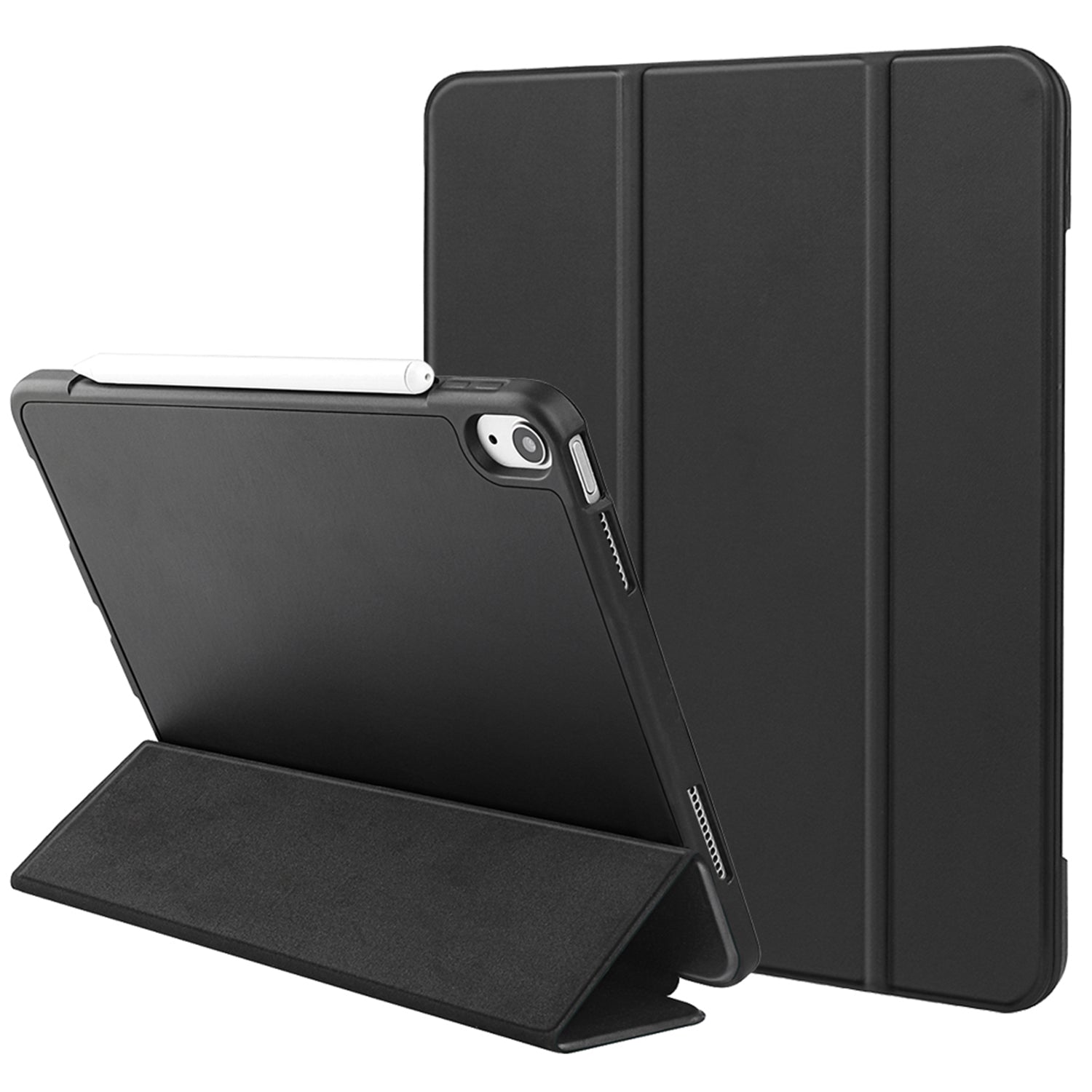 For iPad 10.9 (2022) Drop-proof Tri-fold Tablet Cover Stand Microfiber Leather + TPU + Silicone Tablet Case