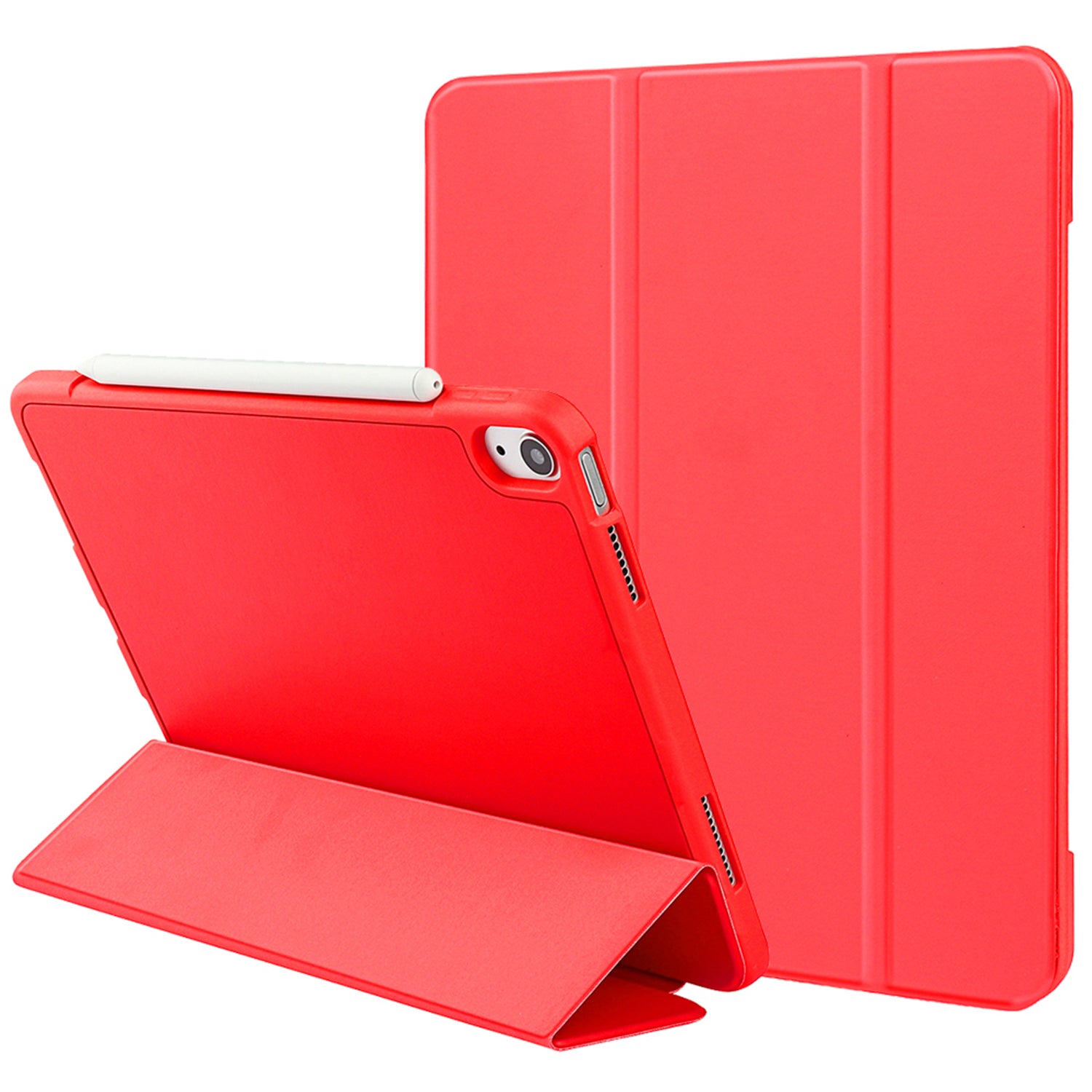For iPad 10.9 (2022) Drop-proof Tri-fold Tablet Cover Stand Microfiber Leather + TPU + Silicone Tablet Case