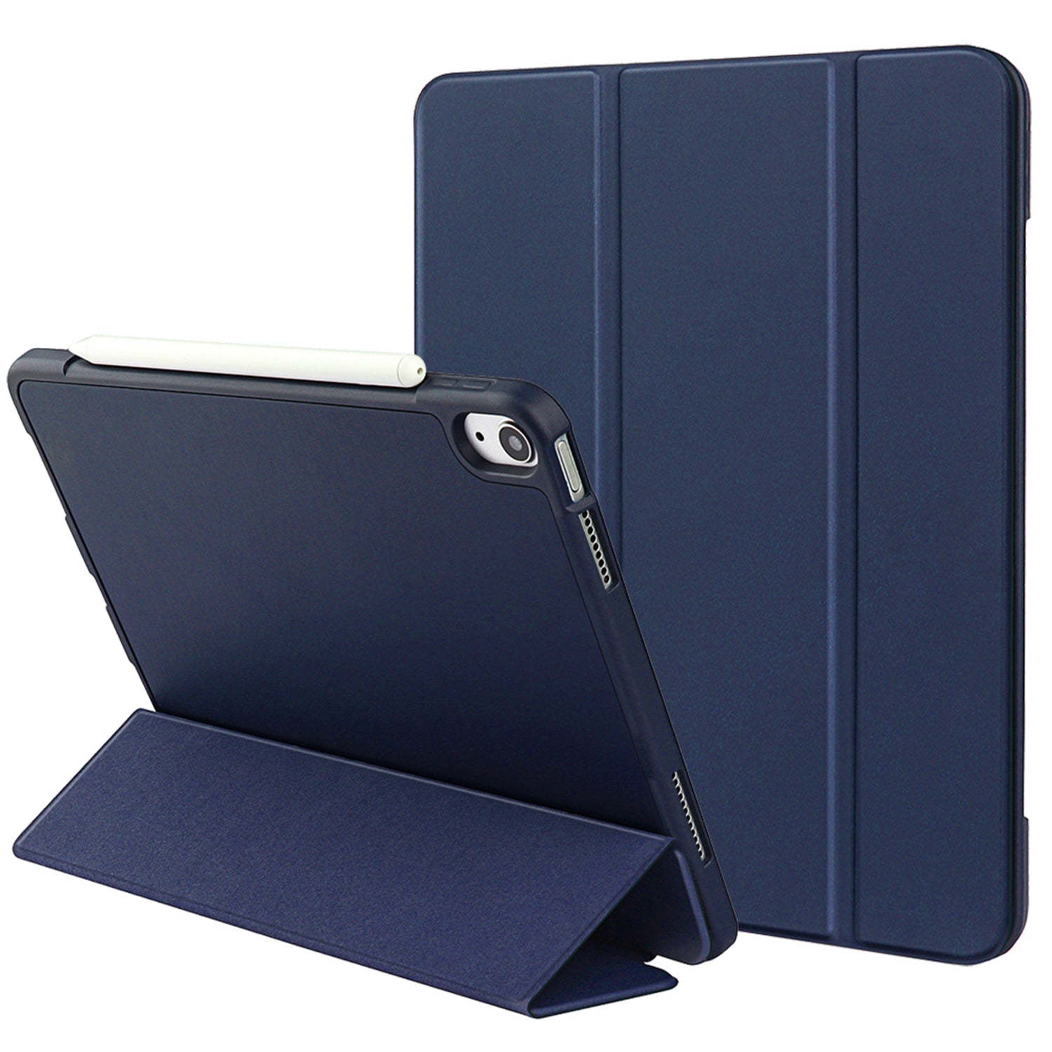 For iPad 10.9 (2022) Drop-proof Tri-fold Tablet Cover Stand Microfiber Leather + TPU + Silicone Tablet Case