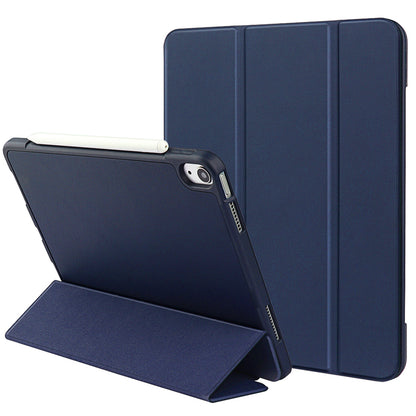 For iPad 10.9 (2022) Drop-proof Tri-fold Tablet Cover Stand Microfiber Leather + TPU + Silicone Tablet Case